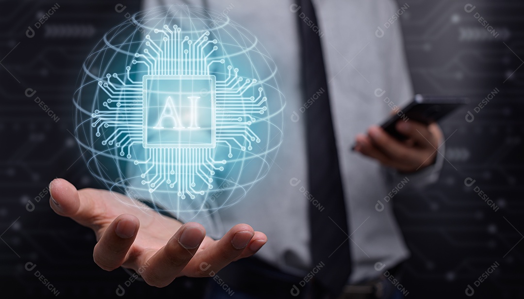 Empresário investindo em ações exibir gráfico de holograma negócios