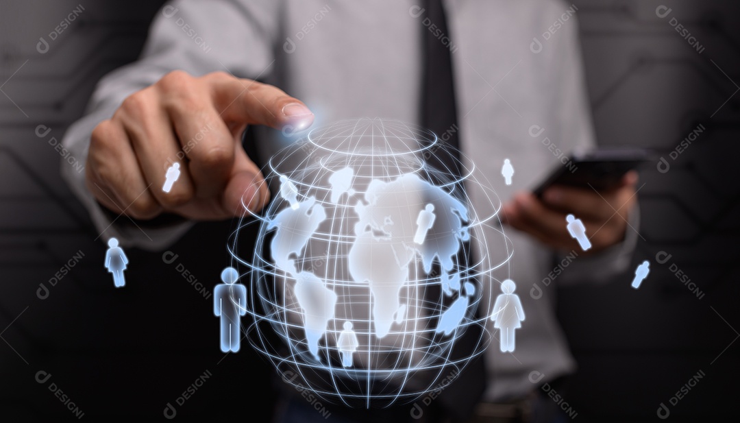 Empresário investindo em ações exibir gráfico de holograma negócios