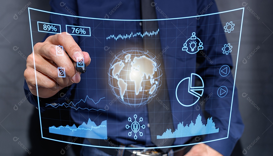 Gráfico investidores estoque negócios ilustração da economia global. Mercado de ações