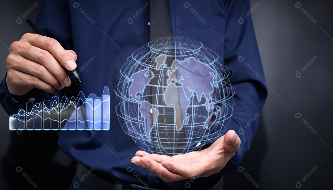 Gráfico investidores estoque negócios ilustração da economia global. Mercado de ações