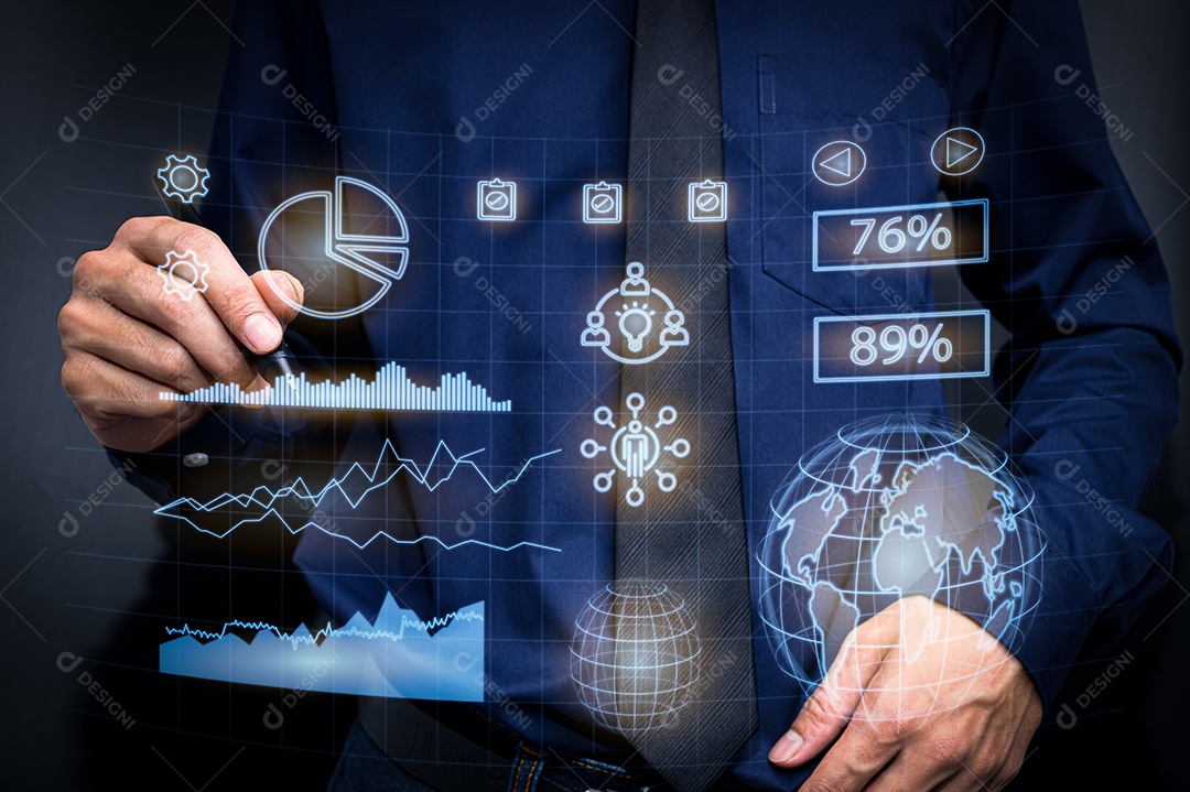 Gráfico investidores estoque negócios ilustração da economia global. Mercado de ações