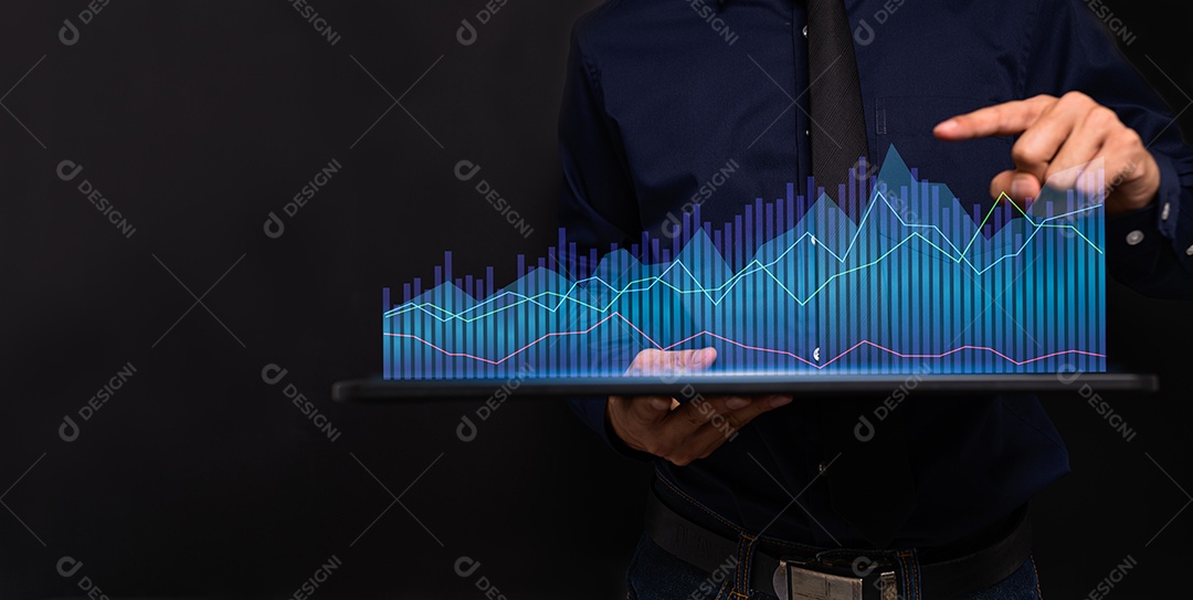Gráfico investidores estoque negócios ilustração da economia global. Mercado de ações