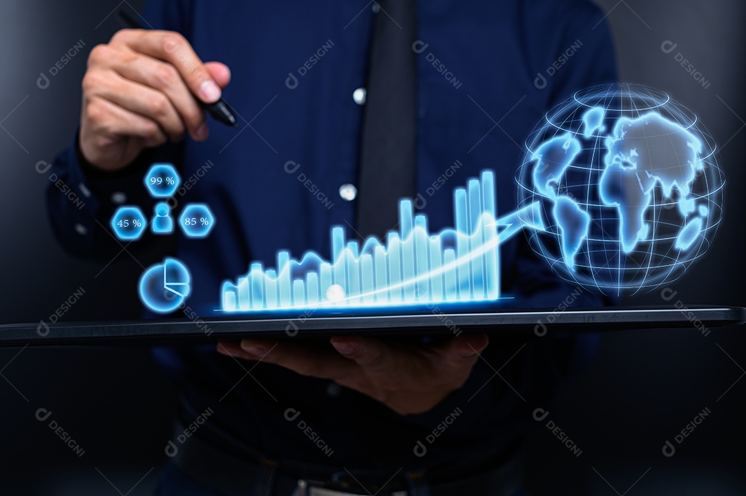 Gráfico investidores estoque negócios ilustração da economia global. Mercado de ações