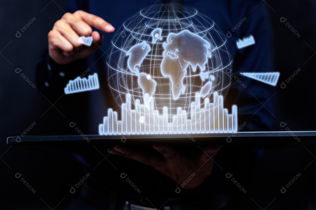 Gráfico investidores estoque negócios ilustração da economia global. Mercado de ações