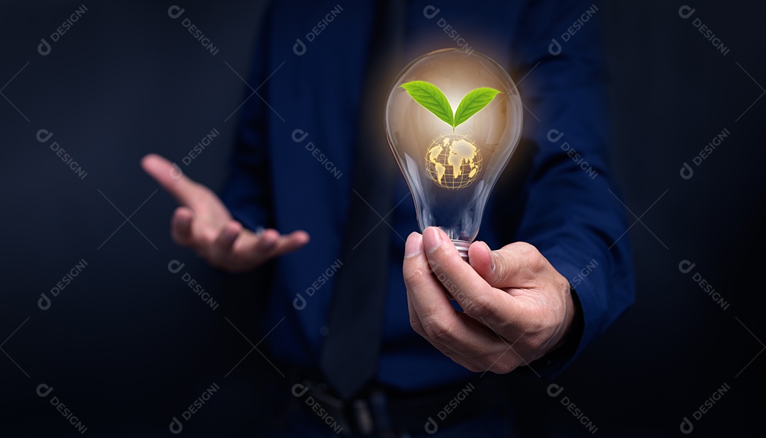 Conceito de lâmpadas economizadoras de energia ama o meio ambiente