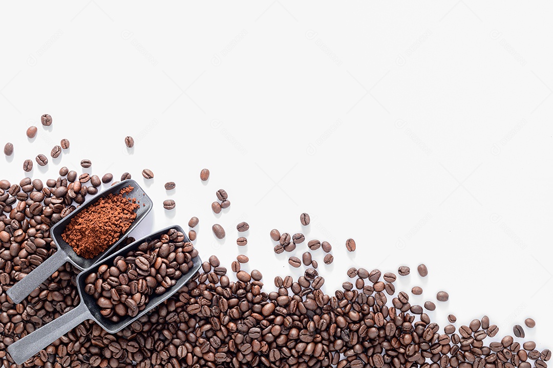 Coffee beans white background scene