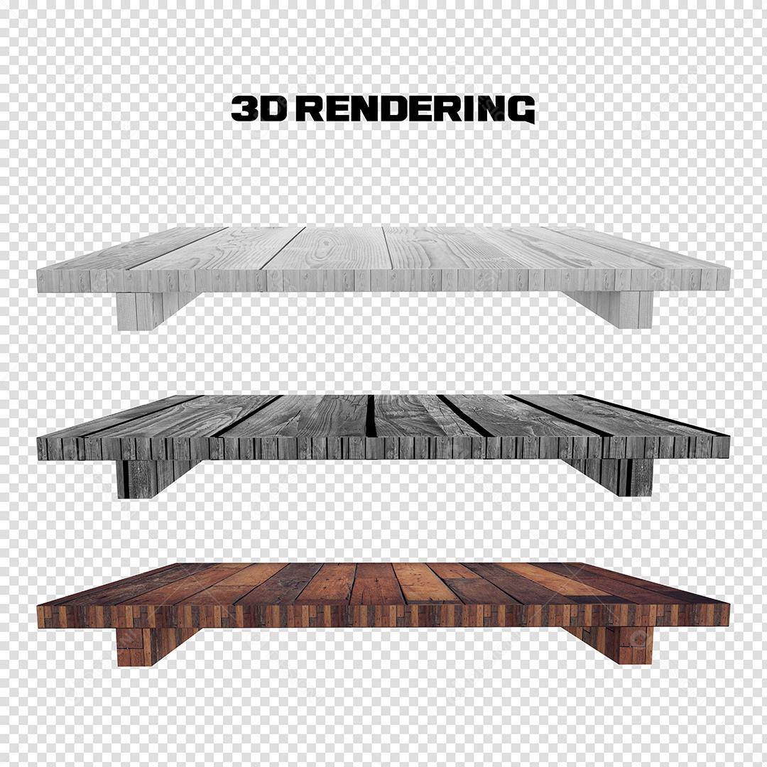 Mesas de Madeira Elemento 3D para composição PSD