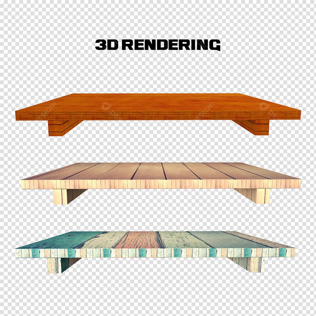 Elemento 3D Mesas de Madeira para composição PSD