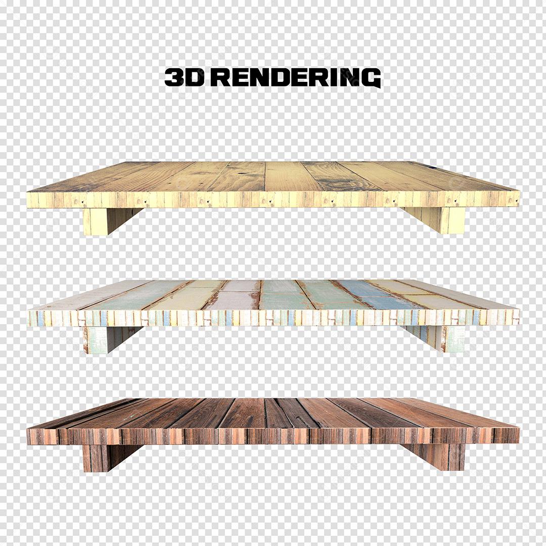 Mesas de Madeira Elemento 3D para composição PSD