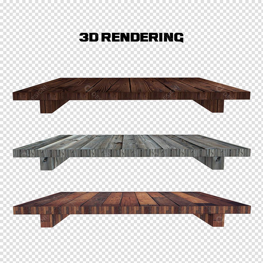 Mesas de Madeira Elemento 3D para composição PSD