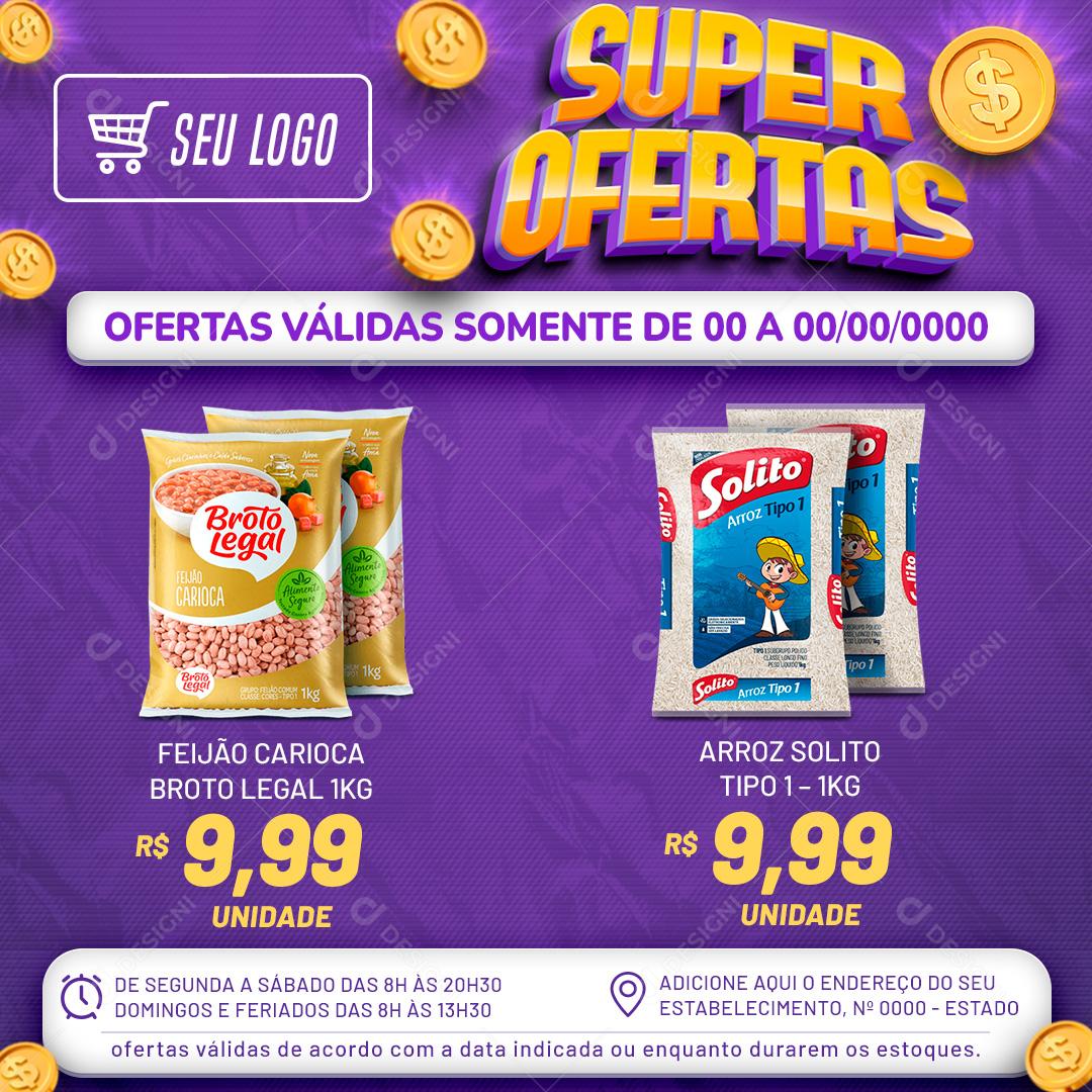 Social Media Supermercado Super Ofertas Produtos Descontos PSD Editável