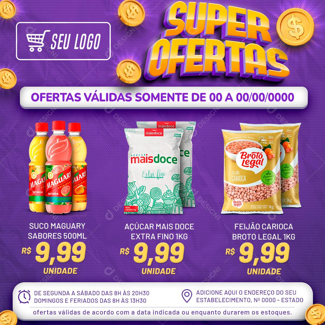 Social Media Supermercados Dia do Desconto Produtos Promoção PSD Editável