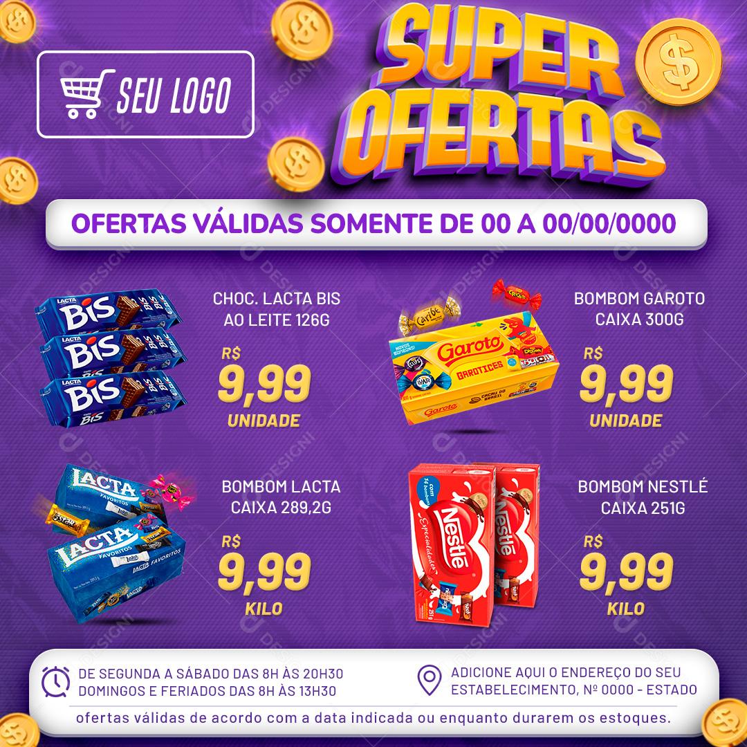 Social Media Encarte Supermercado Super Ofertas Produtos Promoção PSD Editável