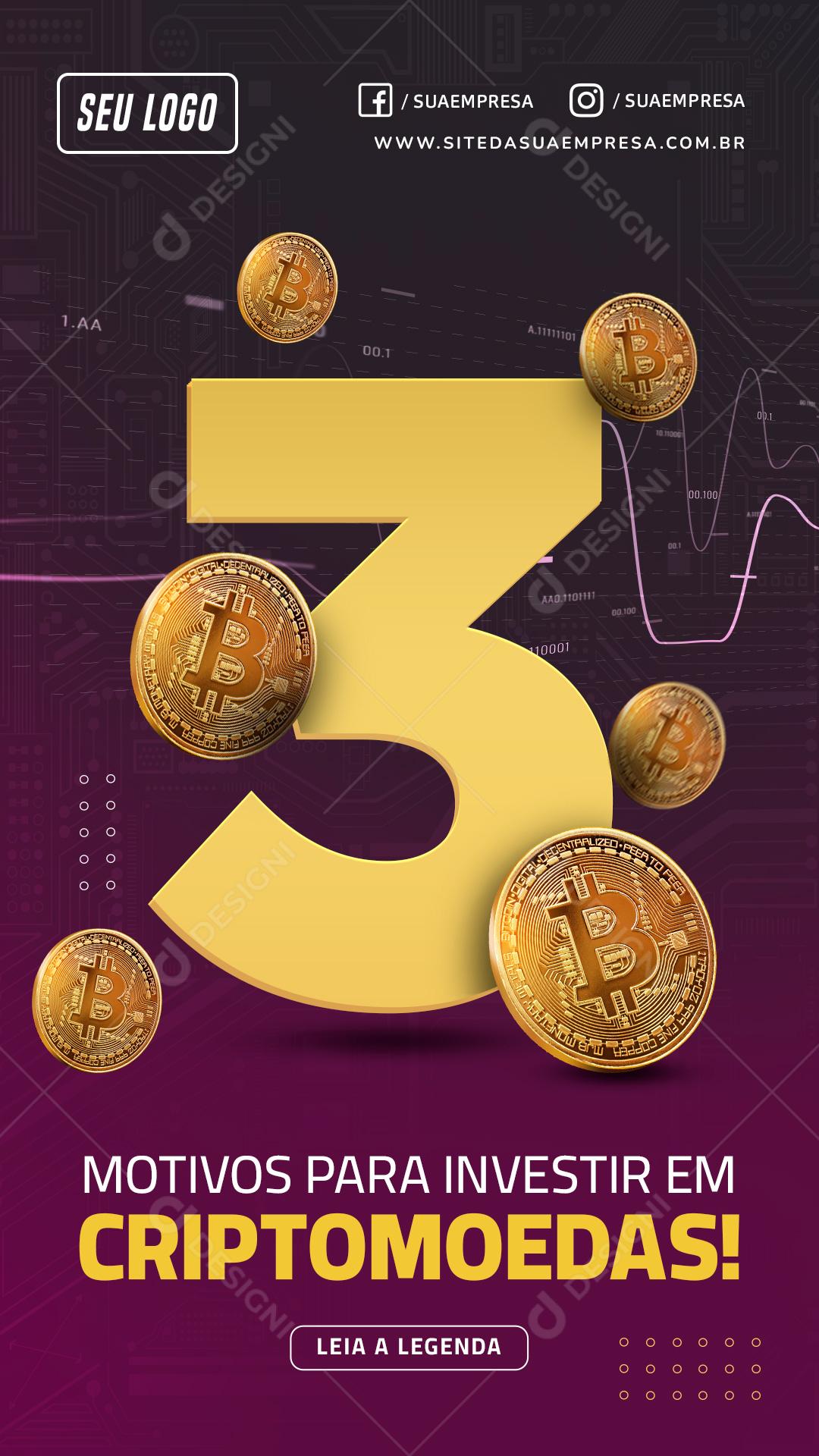 Social Media Investimento Story 3 Formas de Ter Renda Passiva PSD Editável