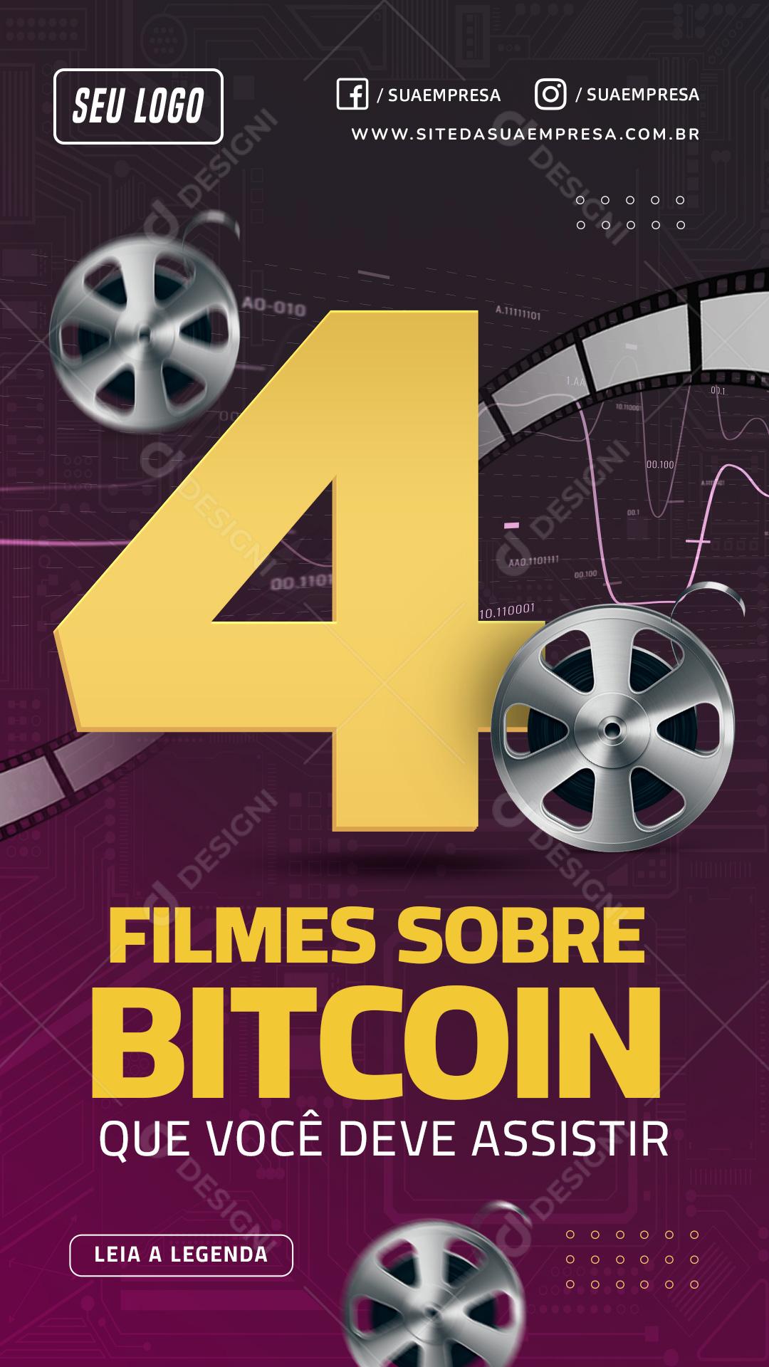 Social Media 4 Filmes Sobre Bitcoin Story PSD Editável