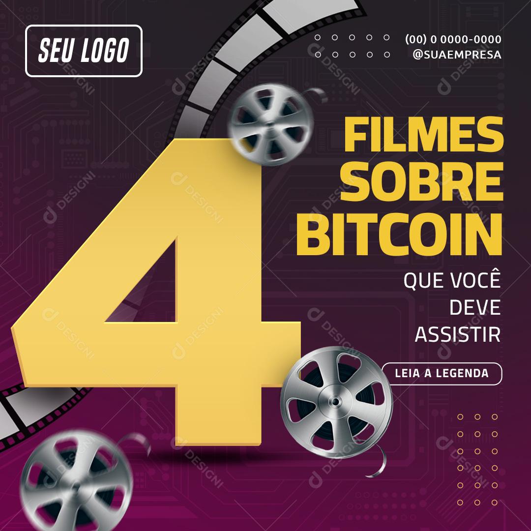 Social Media 4 Filmes Sobre Bitcoin PSD Editável