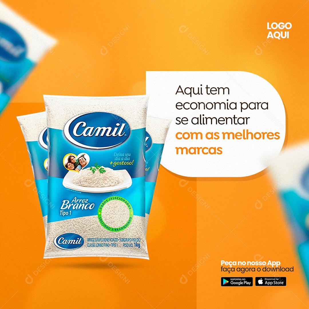 Aqui têm economia para se Alimentar Supermercado Social Media PSD Editável