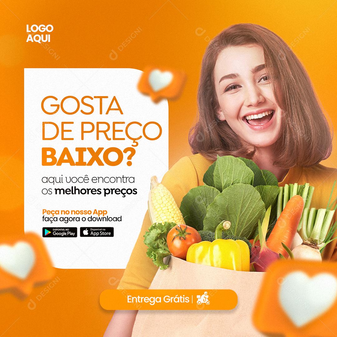 Gosta de preço baixo aqui você encontra os melhores Supermercado Social Media PSD Editável