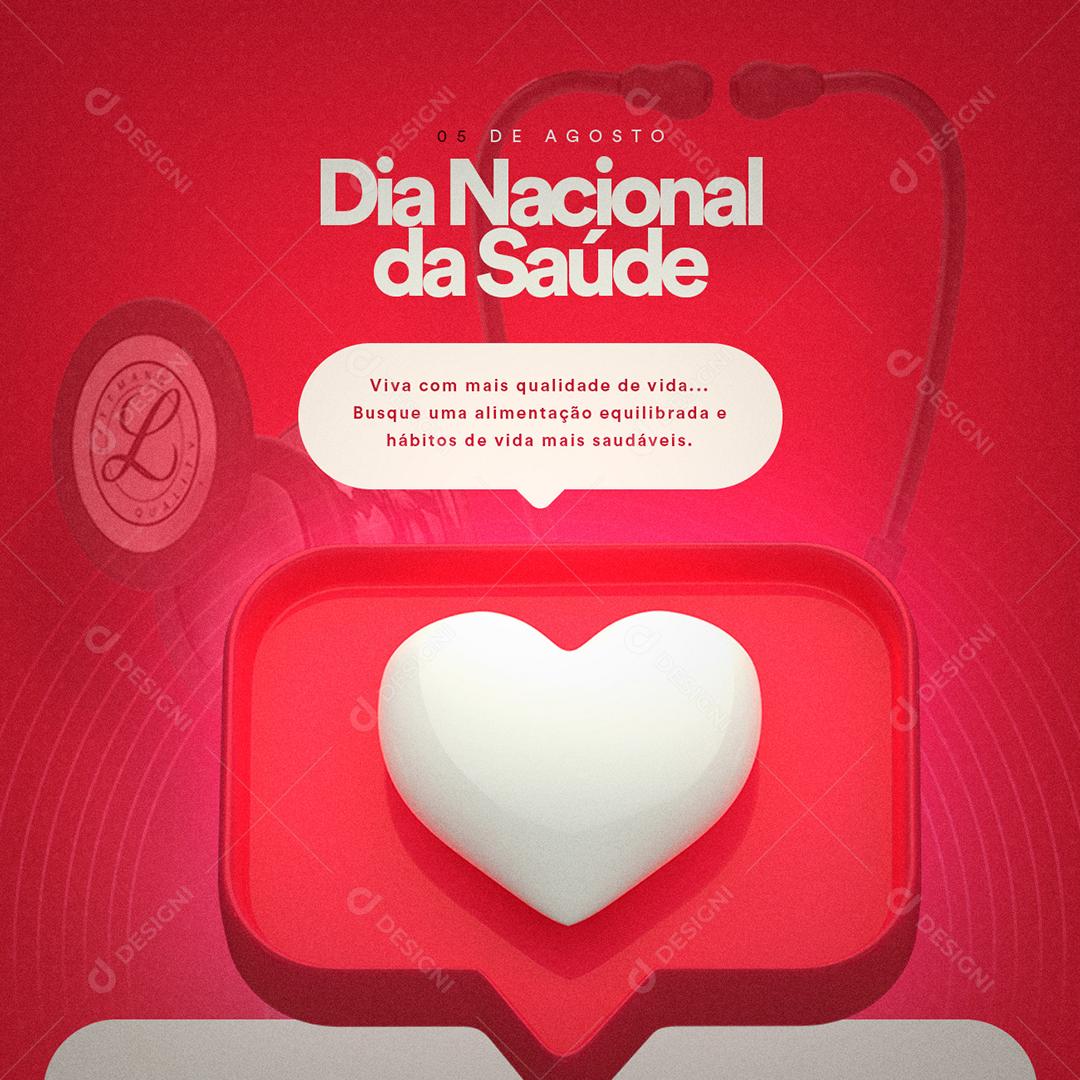 Viva com mais qualidade de Vida Dia Nacional da Saúde Social Media PSD Editável