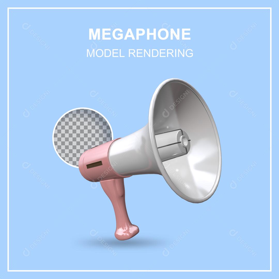 Megaphone Rosa Ilustração 3D PSD