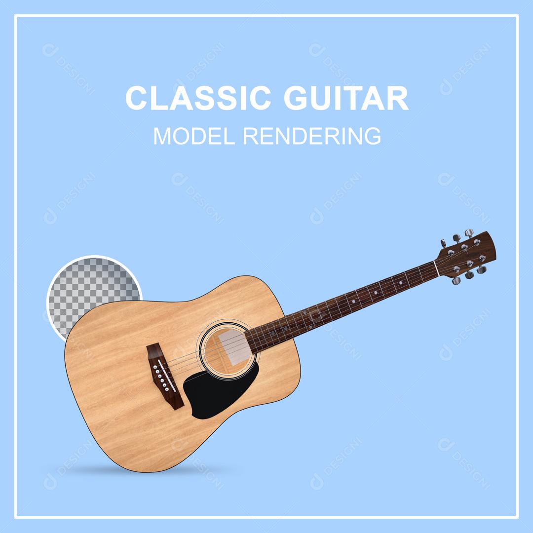 Guitarra clássica Ilustração 3D PSD