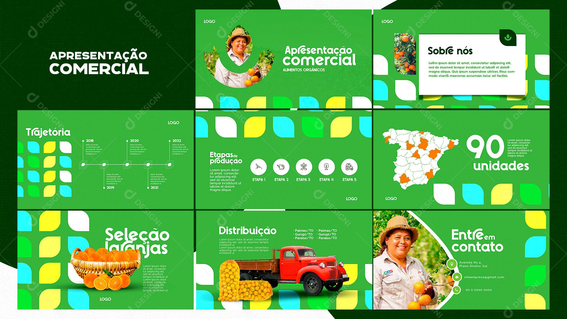 Apresentação Comercial Alimentos Orgânicos PSD Editável