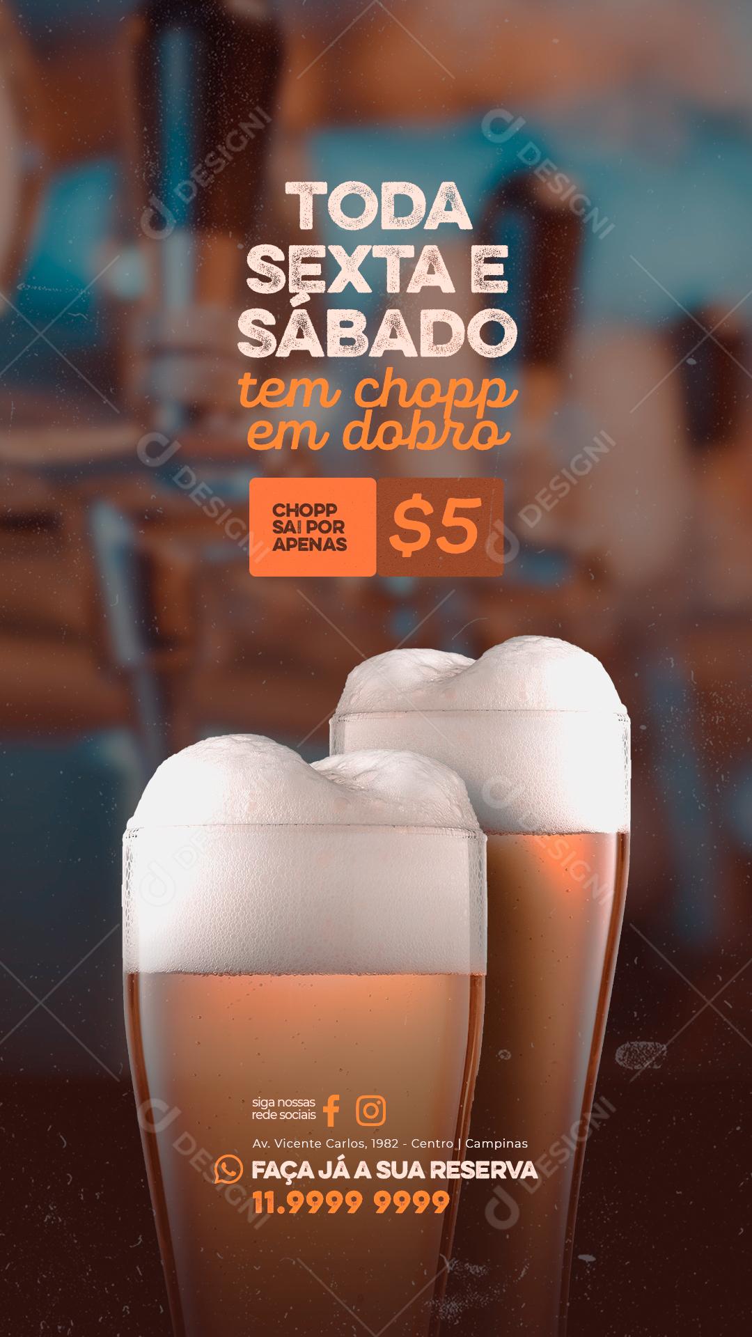 Story Bares Toda Sexta e Sábado Tem Chopp Social Media PSD Editável