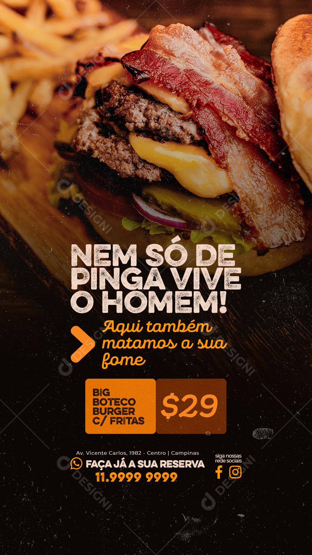 Story Bares e Salgados Nem só de Pinga Vive o Homem Social Media PSD Editável