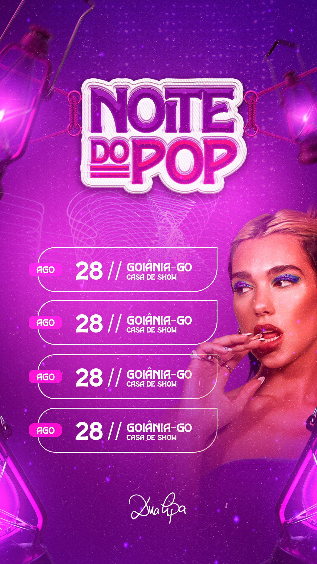 Story Noite do Pop Show Dua Lipa Social Media PSD Editável