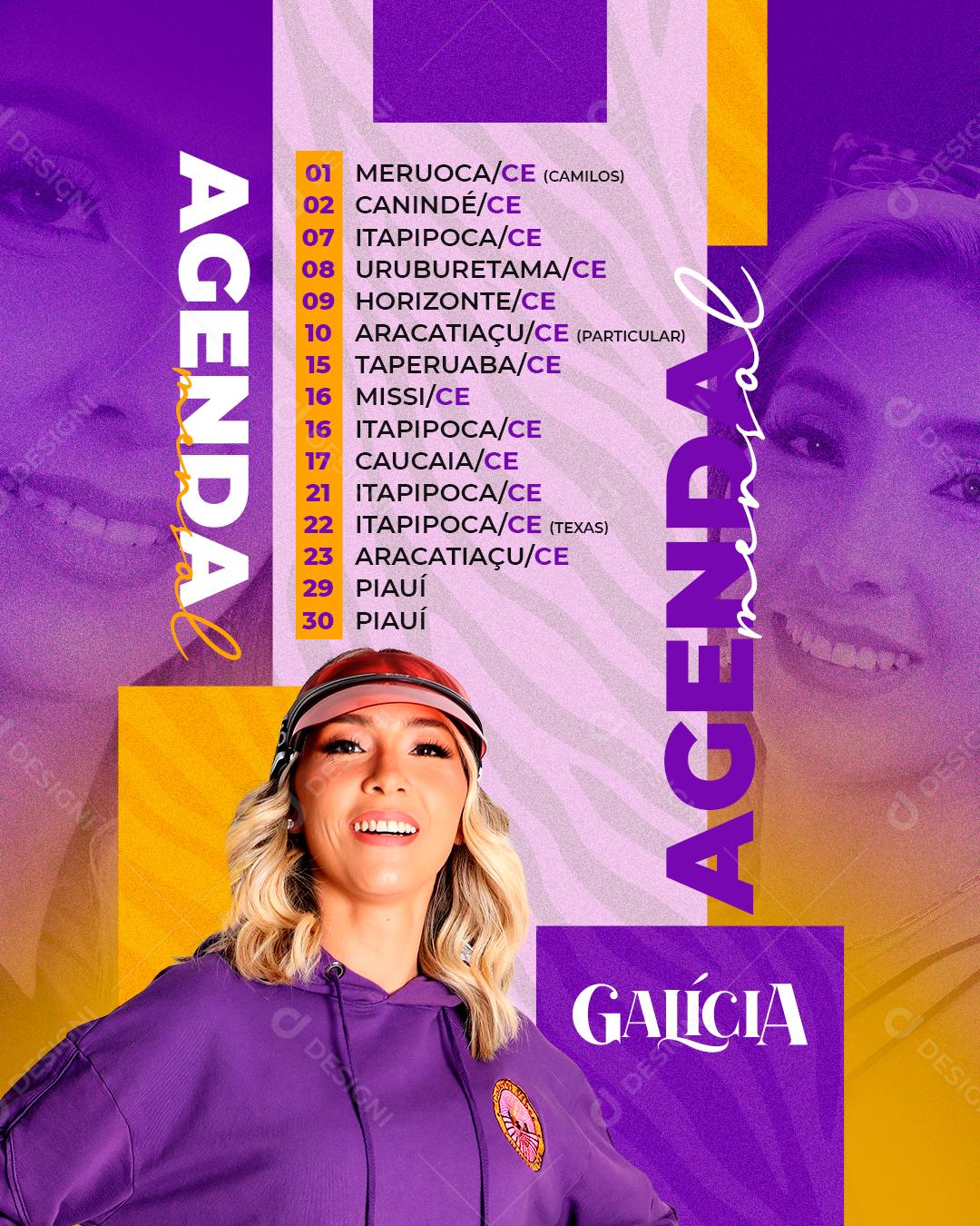 Flyer Agenda Semanal Cantora Galícia PSD Editável