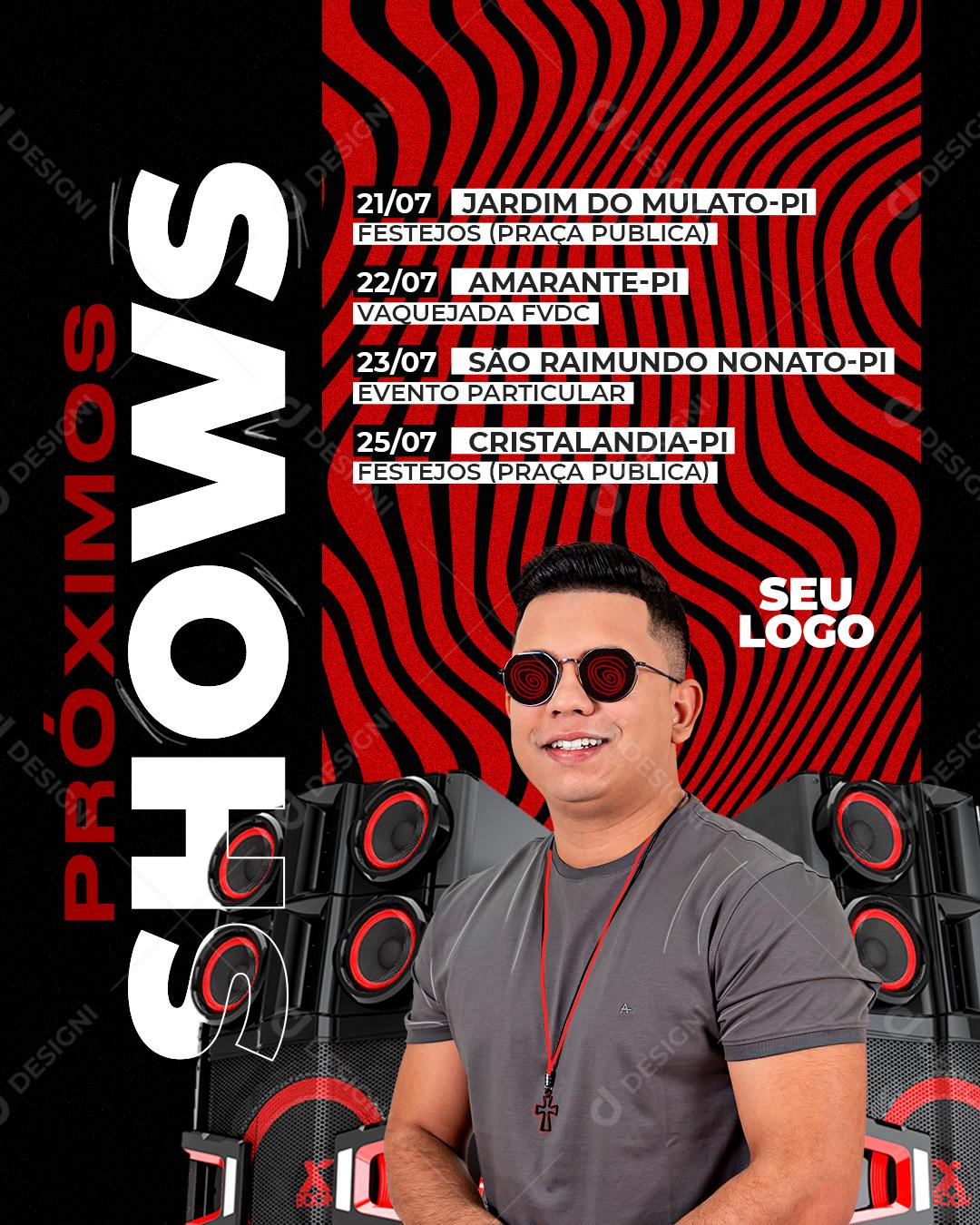 Flyer Story Próximos Shows Cantor Show Eventos PSD Editável