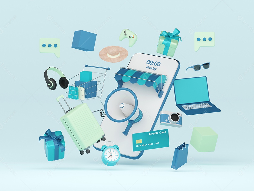 Reserva de voo, compra de bilhete ou aplicativo de check-in em smartphone, ilustração 3D