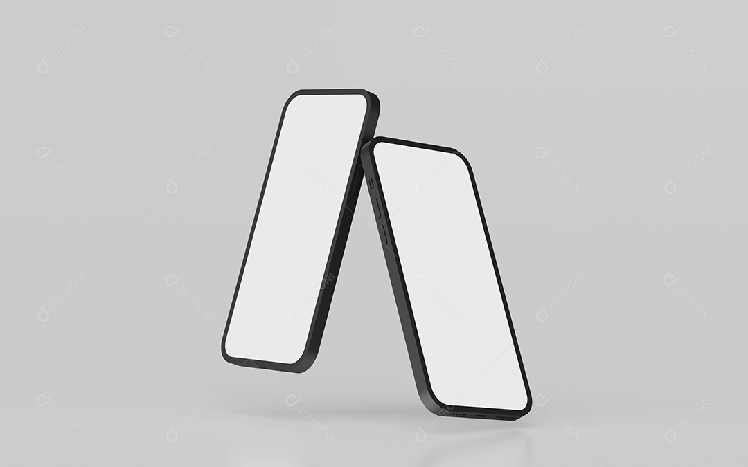 Maquete mínima de smartphone de tela vazia em fundo branco, renderização em 3d