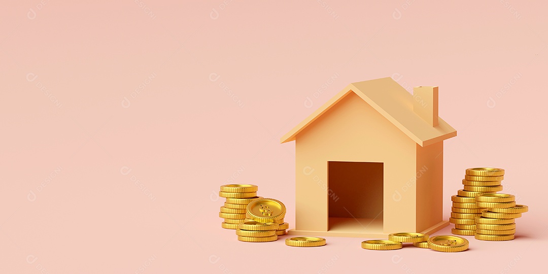 Investimento imobiliário e conceito financeiro de hipoteca de casa, ilustração 3d