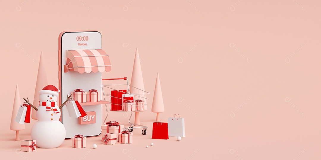 Conceito de comércio eletrônico, compras online e serviço de entrega