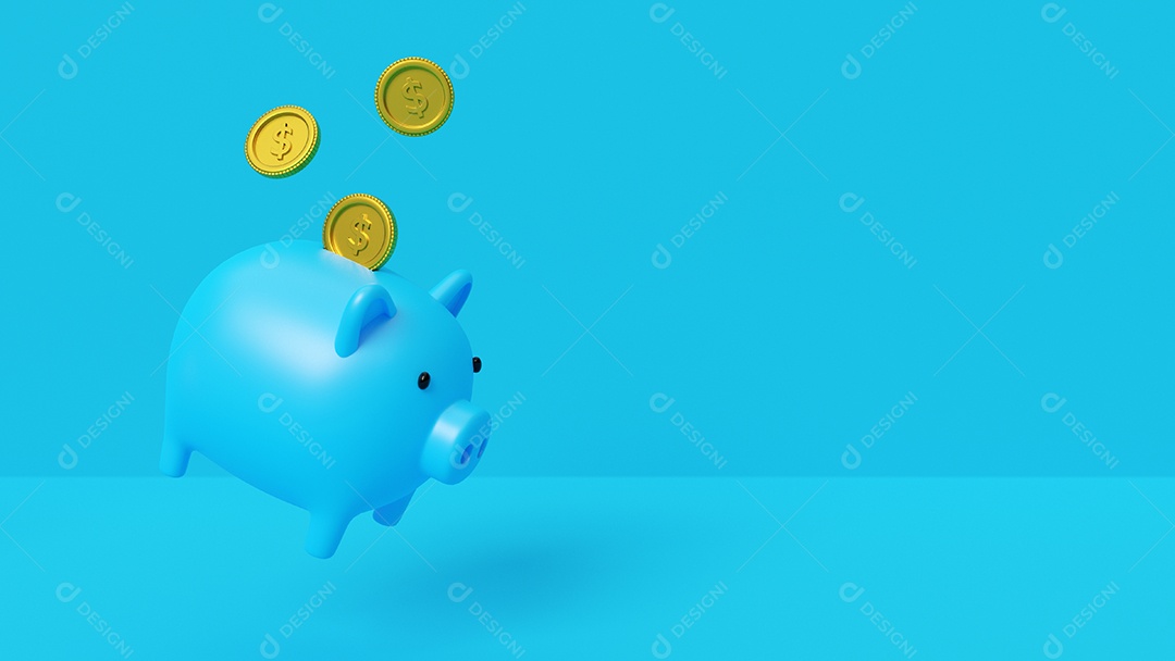 Conceito de economia de dinheiro, colocando uma moeda no cofrinho