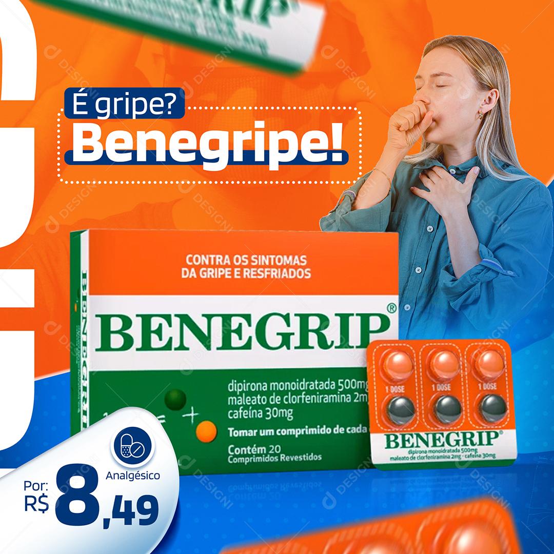 É gripe Benegripe Farmácia Social Media PSD Editável