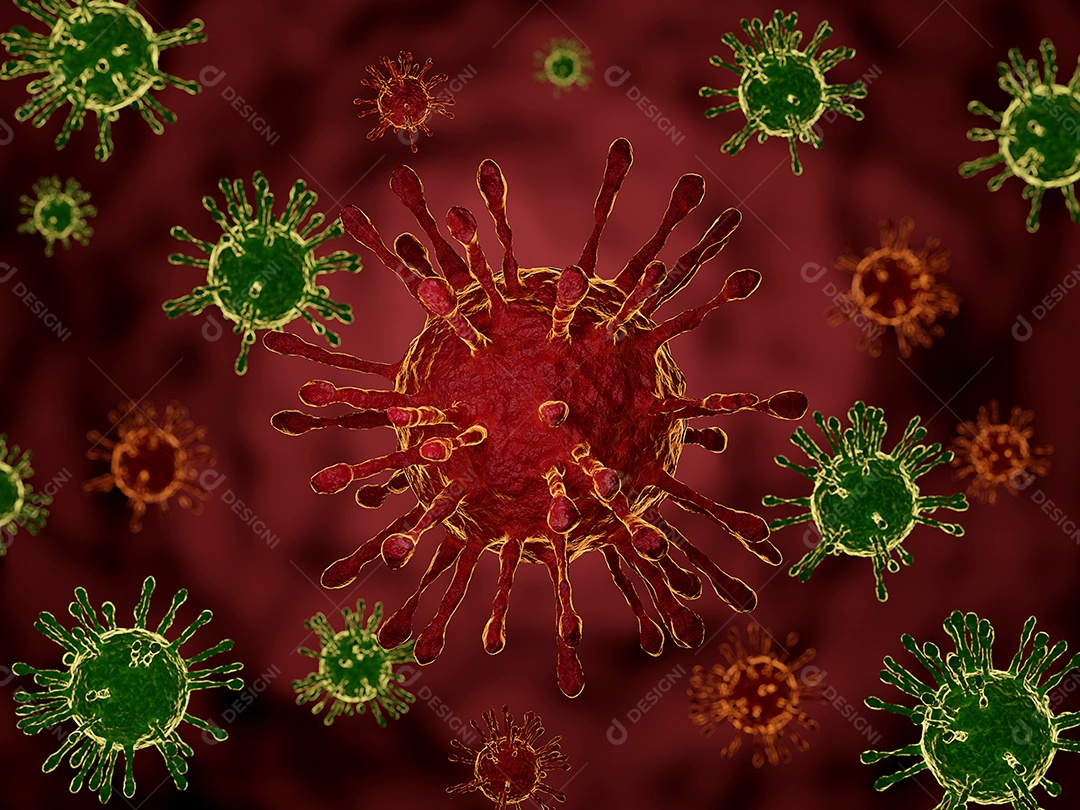 Fundo de vírus do surto de Coronavírus  Covid-19, ilustração 3d