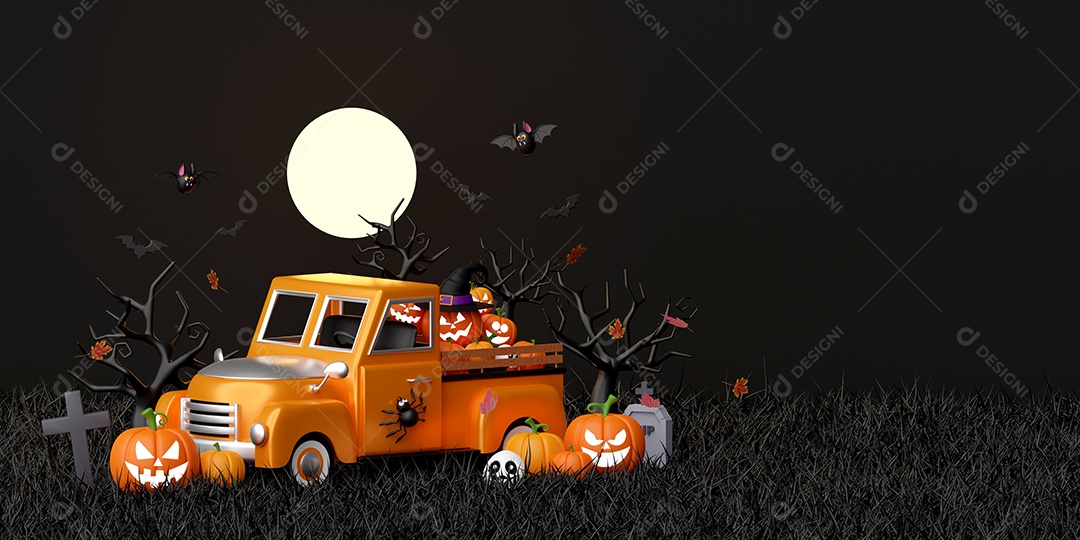 ilustração 3D do banner de Halloween