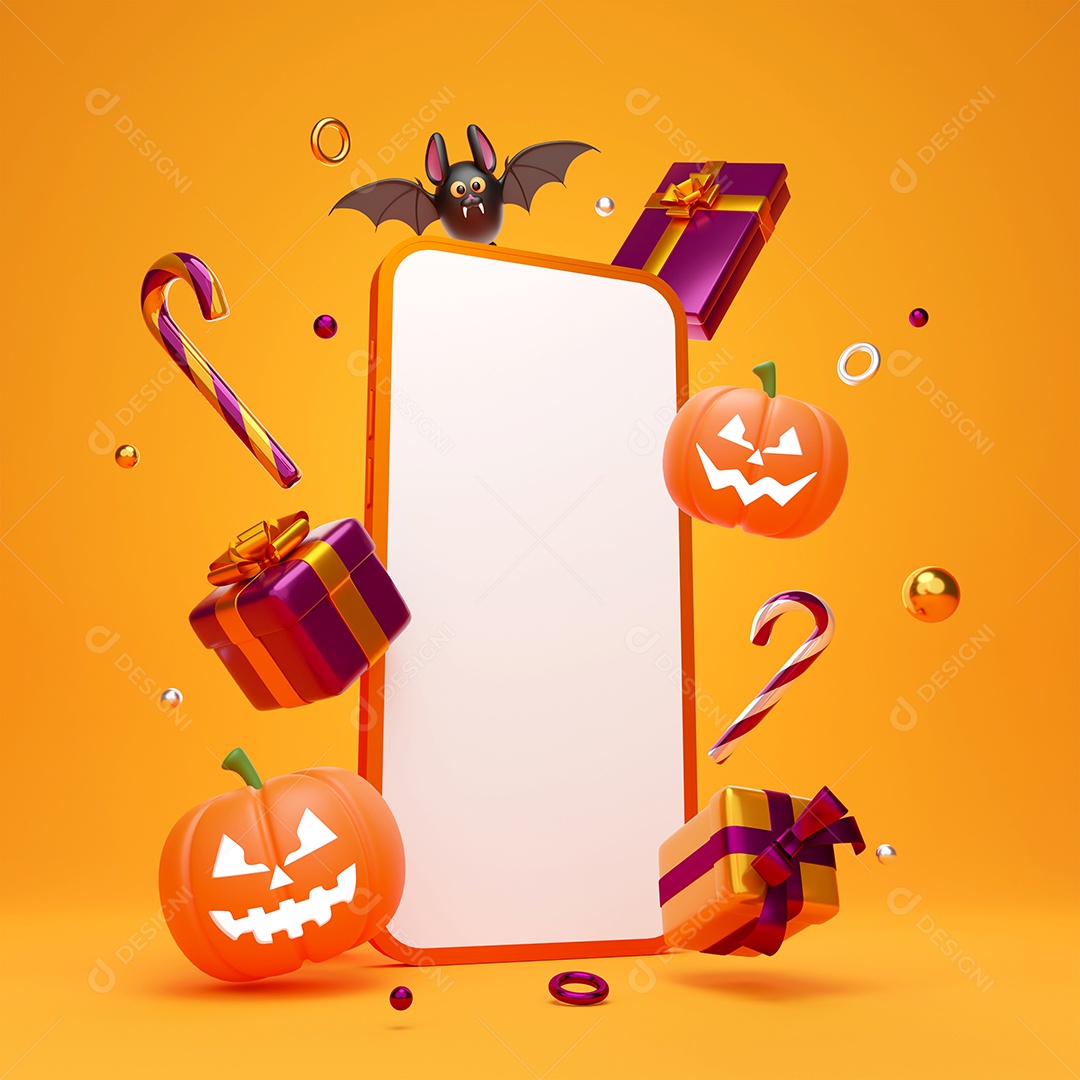 Feliz Halloween tema de smartphone com enfeites de Halloween