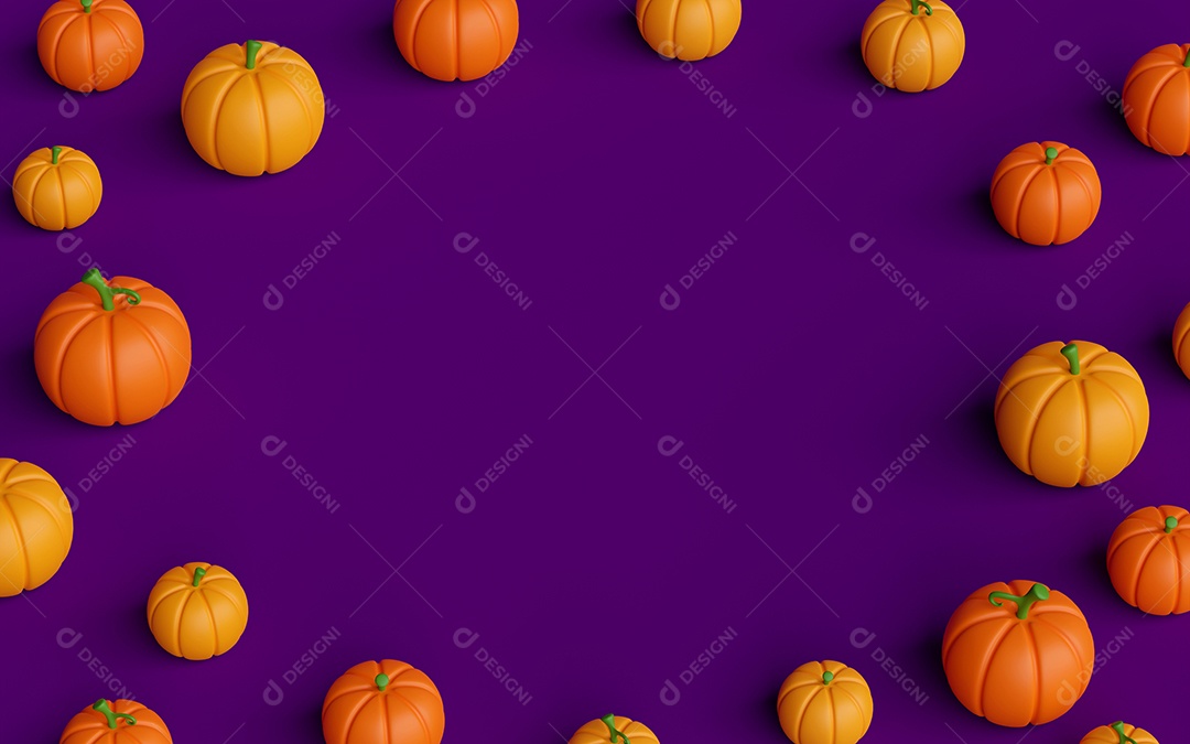 Banner de ilustração 3d de vista superior do conceito de feliz dia das bruxas