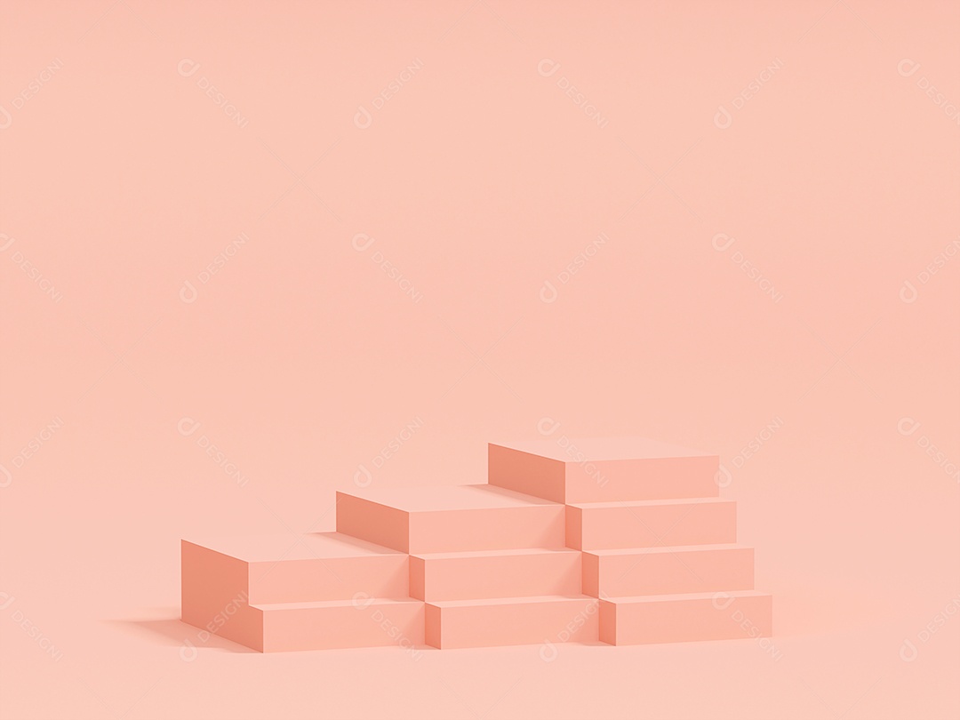 Cenário de cor pastel com pódio de forma geométrica em fundo rosa
