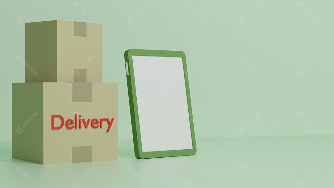 Celular com caixa de entrega com a palavra Delivery