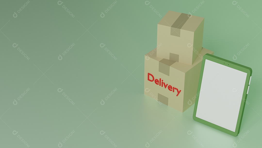 Celular com caixa de entrega com a palavra Delivery