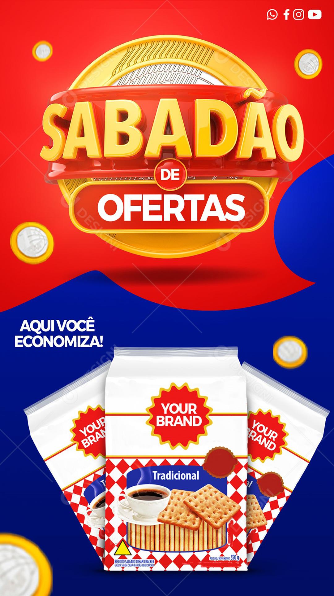 Social Media Story Sabadão de Ofertas Produtos Supermercados PSD Editável