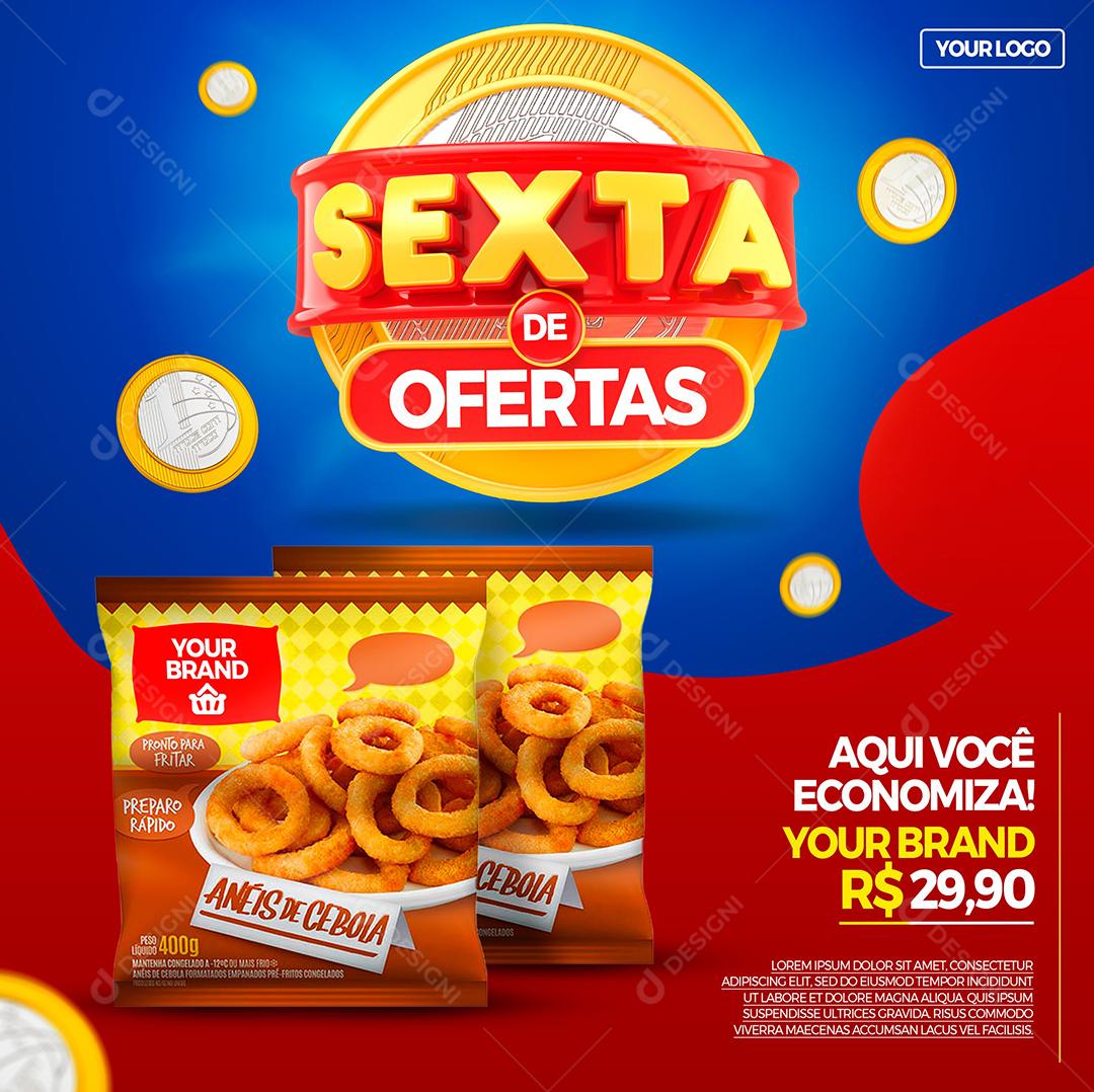 Social Media Sexta de Ofertas Produtos Supermercados PSD Editável