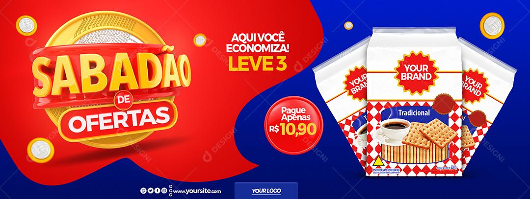 Social Media Banner Sabadão de Ofertas Template Supermercado PSD Editável