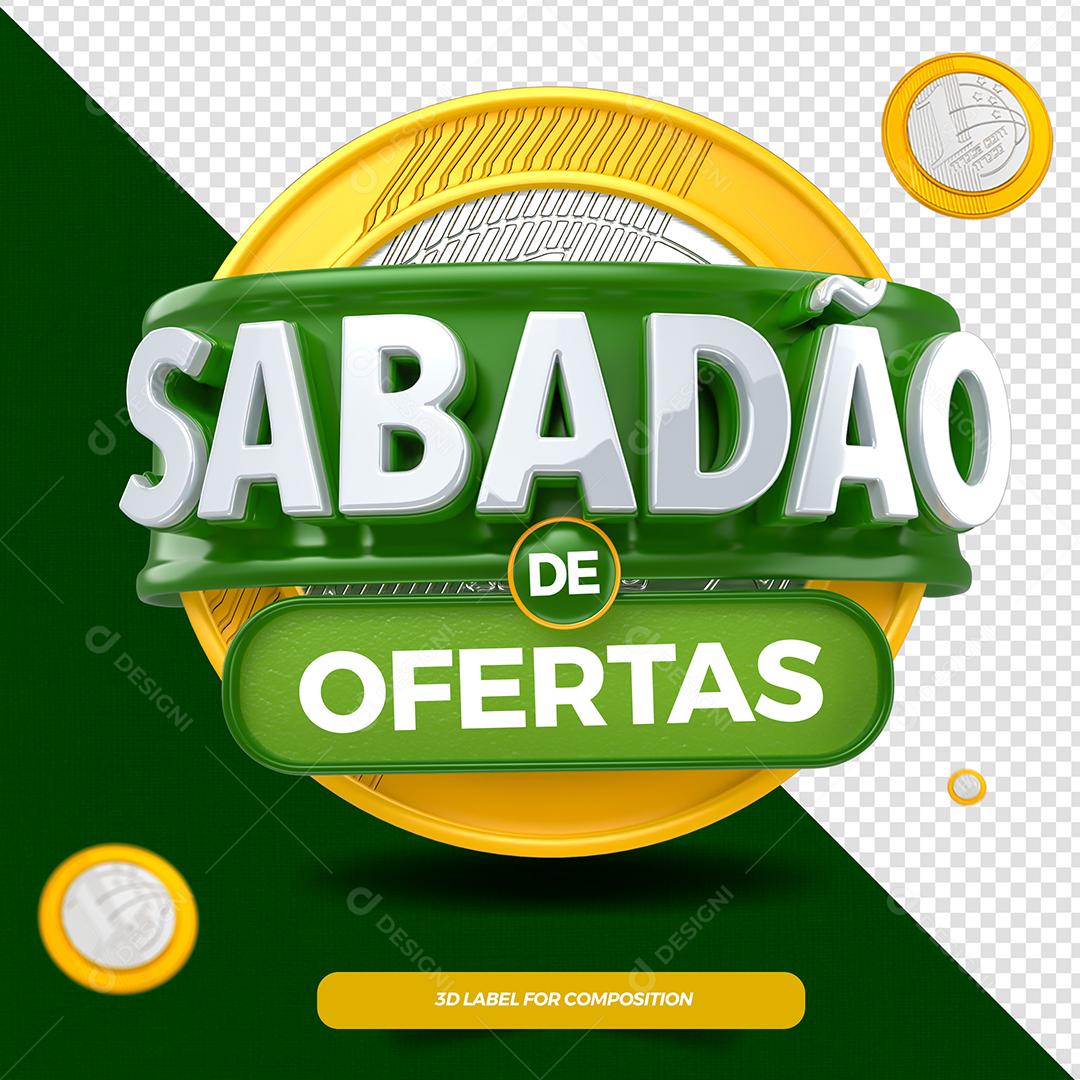 Sabadão de Ofertas Selo 3D Verde Para Composição PSD