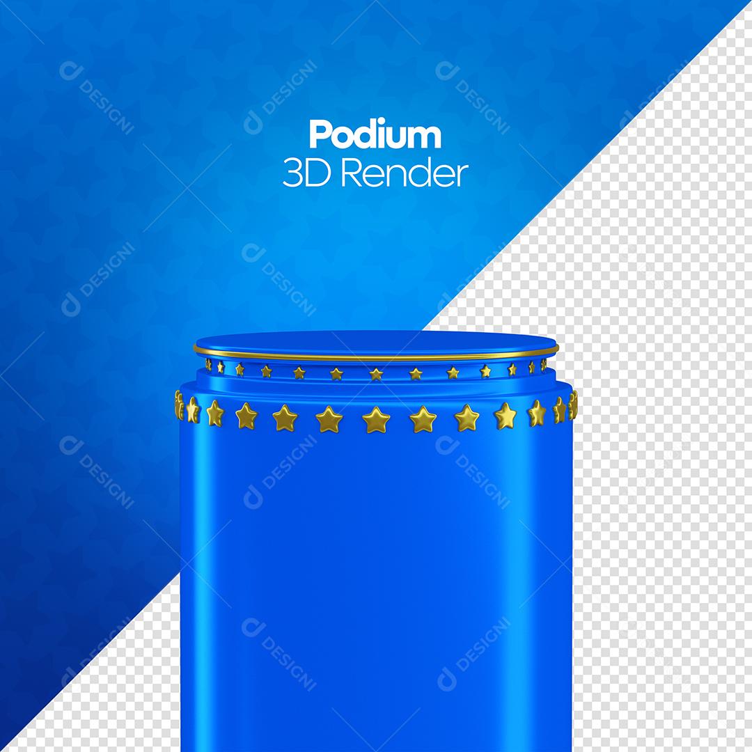 Podium Azul Elemento 3D Para Composição PSD