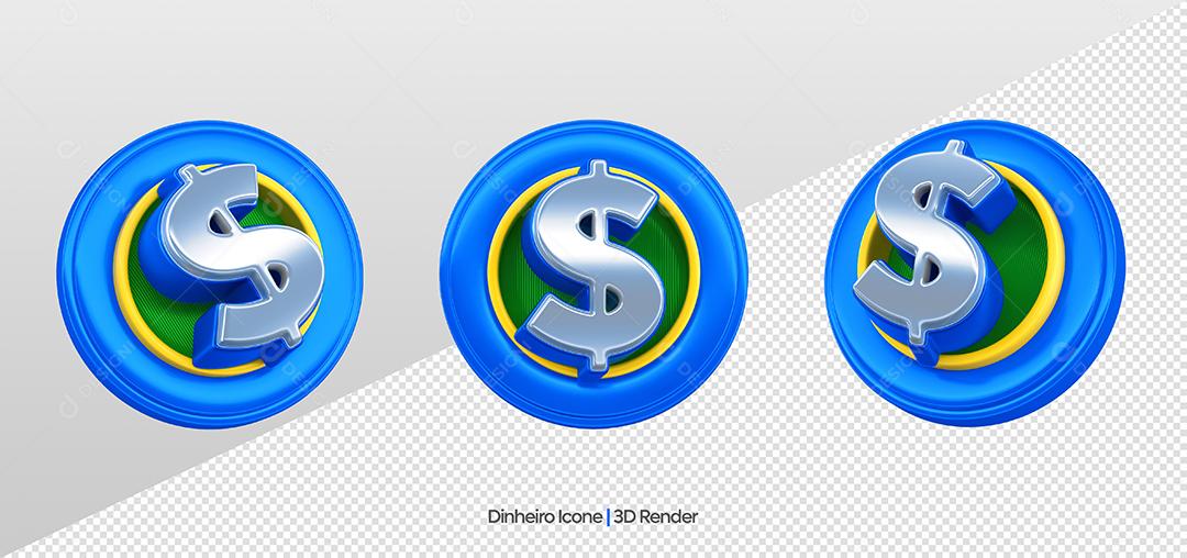 Ícone de Dinheiro Elemento 3D PSD